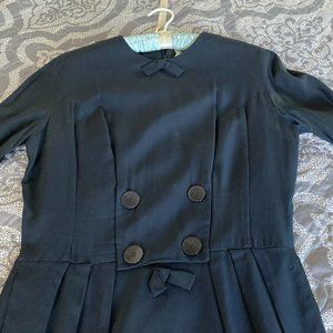 Vintage 1950's Cocktail/Office Dress - Dark Blue